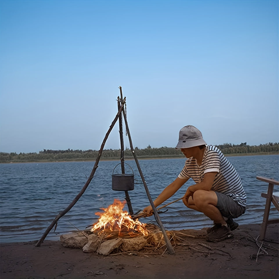 Portable Camping Gear and Equipment Detachable Outdoor Barbecue Tripod Hanging Rack Campfire Cooking Accessories Set