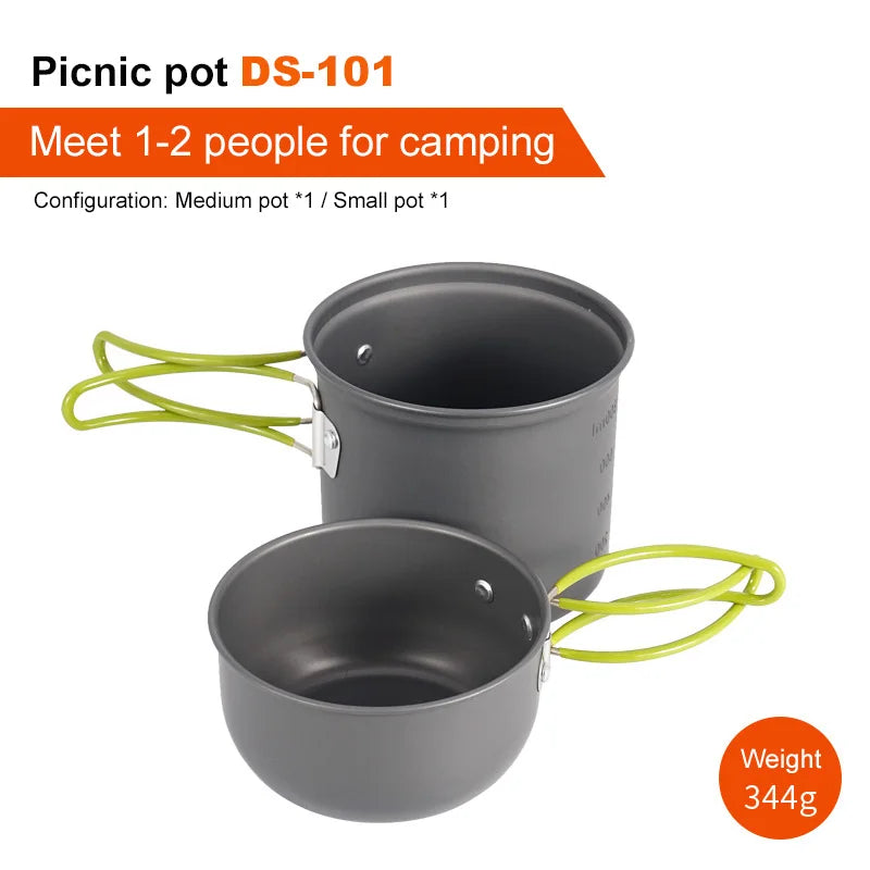 Pacoone Ultralight Camping Cooking Utensils Outdoor Tableware Pot Set Hiking Picnic Travel Tourist Dishes Supplies Equipment