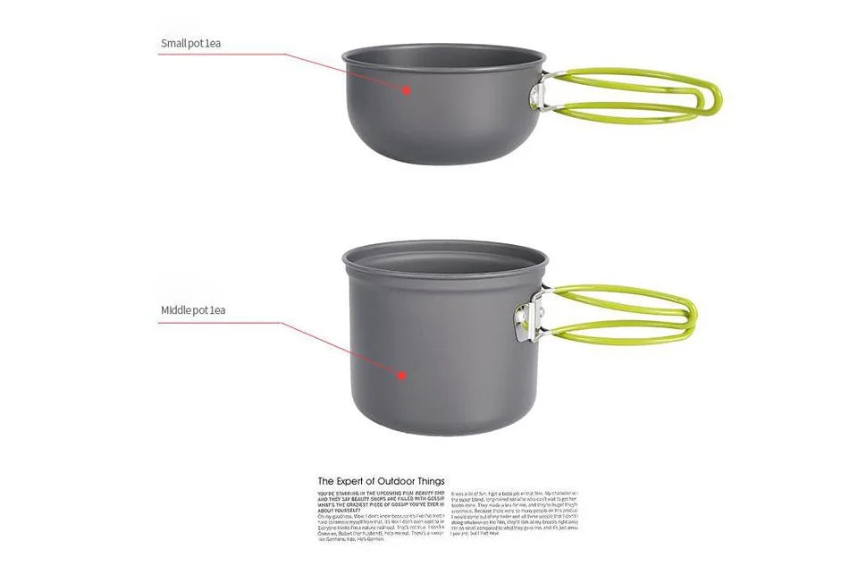 Pacoone Ultralight Camping Cooking Utensils Outdoor Tableware Pot Set Hiking Picnic Travel Tourist Dishes Supplies Equipment