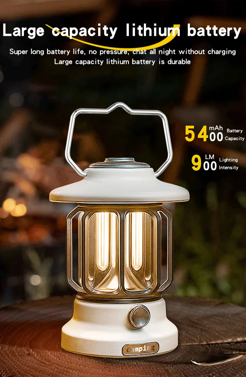 Camping lights Portable Camping Light Rechargeable lamp Retro style lamp Dimmable Suitable for picnics, hiking and camping