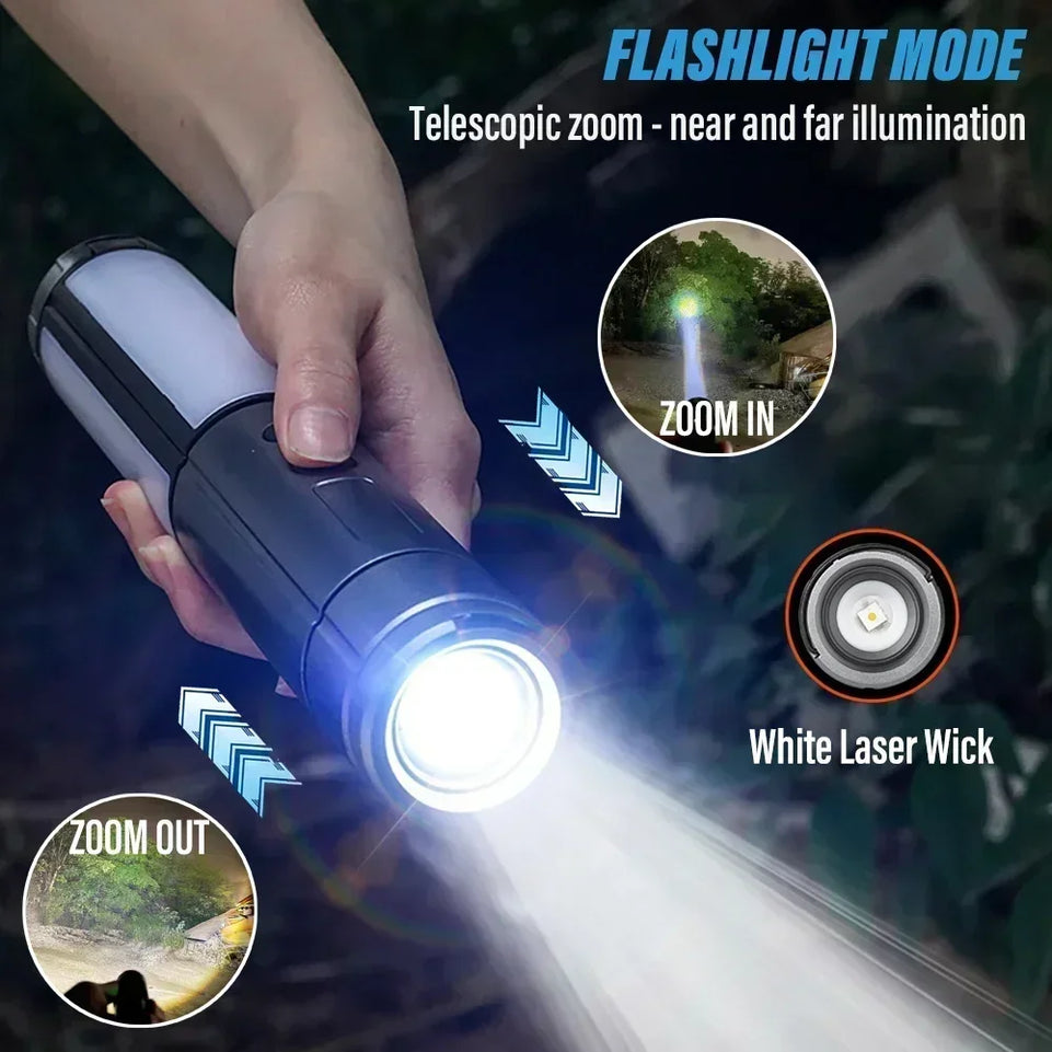 LED Camping Light,Rechargeable Multi-Functional Telescopic Flashlight & Outdoor Lantern for Camping Hiking Fishing Emergency