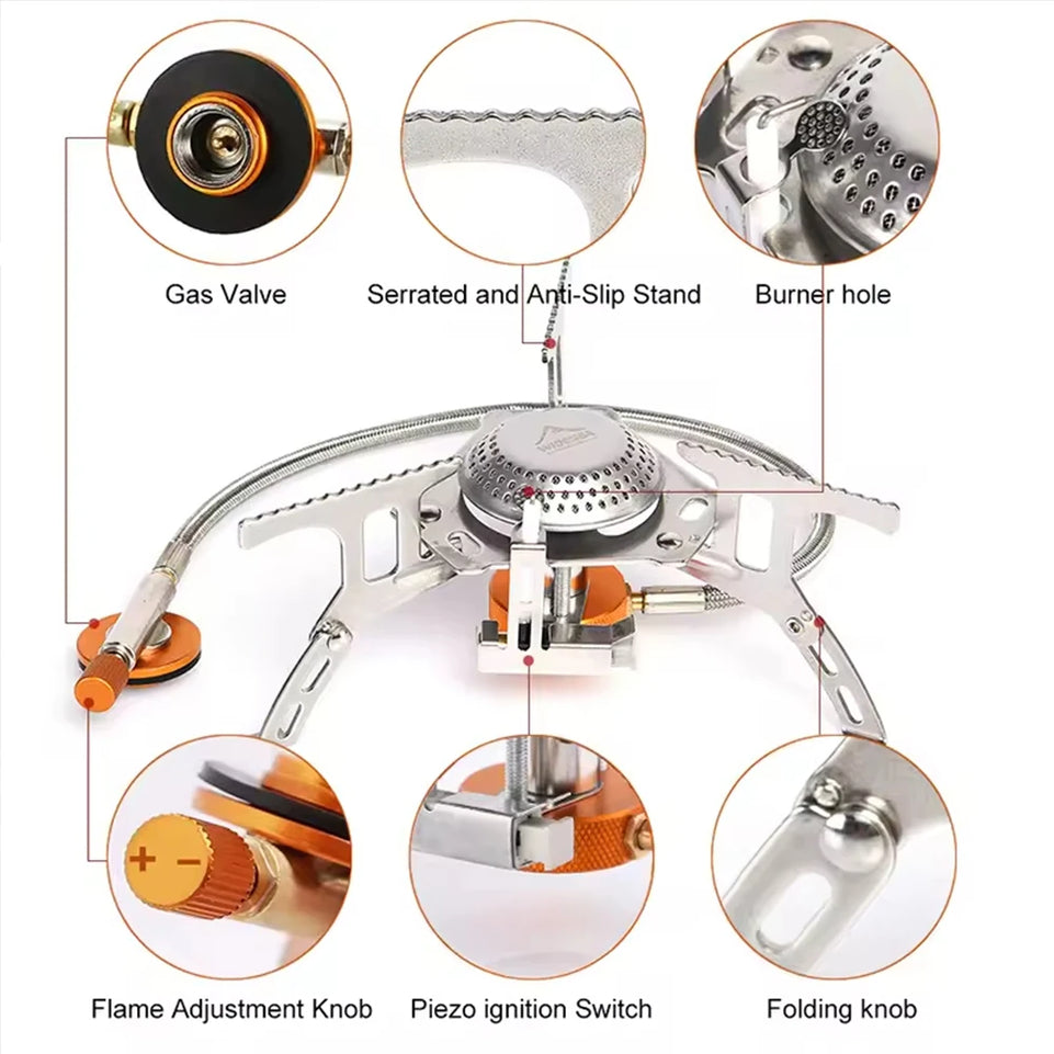 1pc Portable Camping Gas Stove Folding Outdoor Backpacking Stove Tourist Equipment For Cooking Hiking Picnic