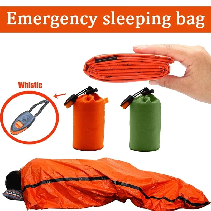 Portable Waterproof Emergency Survival Sleeping Bag Outdoor Pe Aluminum Film Camping Gear Thermal Sack Outdoor Bedding Equipment