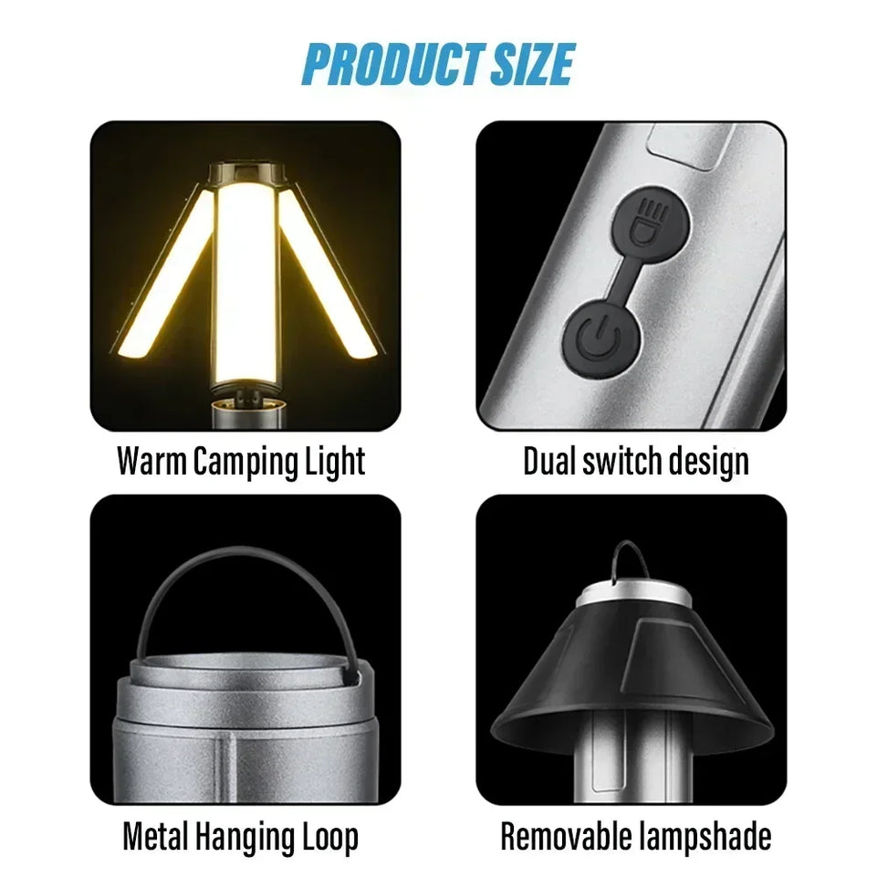 LED Camping Light,Rechargeable Multi-Functional Telescopic Flashlight & Outdoor Lantern for Camping Hiking Fishing Emergency