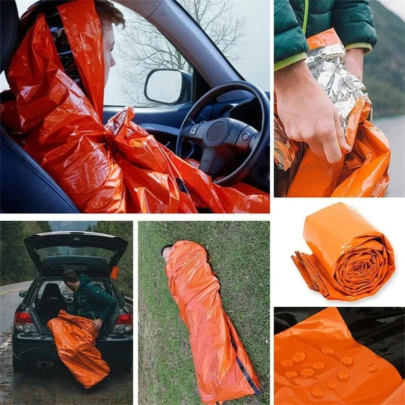 Portable Waterproof Emergency Survival Sleeping Bag Outdoor Pe Aluminum Film Camping Gear Thermal Sack Outdoor Bedding Equipment
