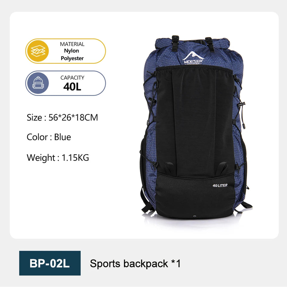 Outdoor Camping Backpack 40L Hiking Bag Sports Men's Backpacks Ultralight Waterproof Trekking Travel Essentials Camping Supplies