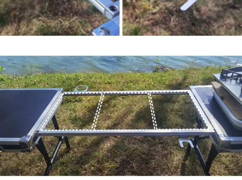 Multi-functional Cooking Mobile Kitchen Folding Dining Table Barbecue Camping Box Outdoors Portable Cooking Supplies Accessories