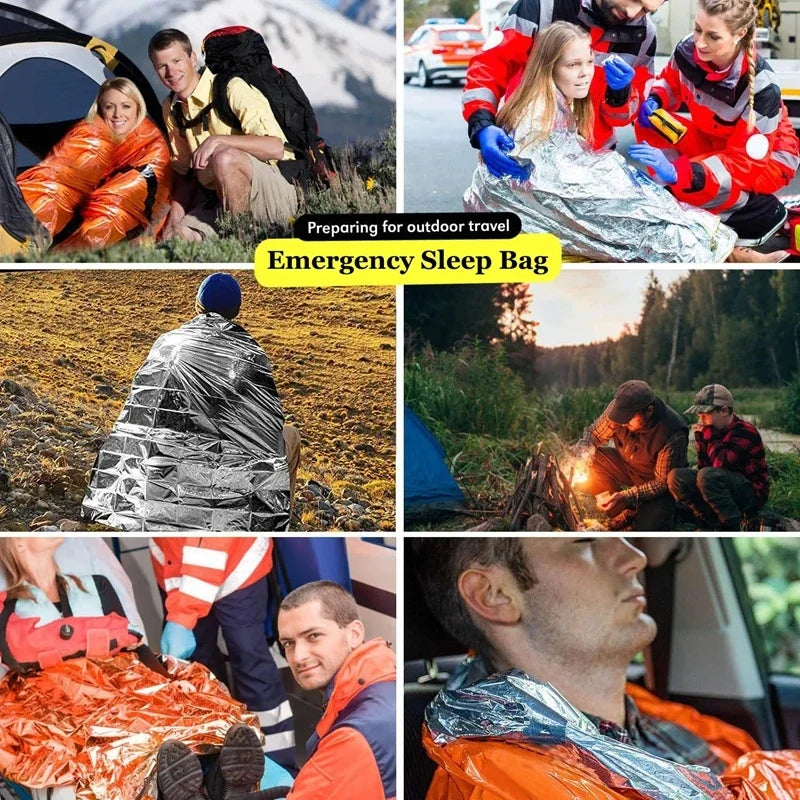 Portable Waterproof Emergency Survival Sleeping Bag Outdoor Pe Aluminum Film Camping Gear Thermal Sack Outdoor Bedding Equipment