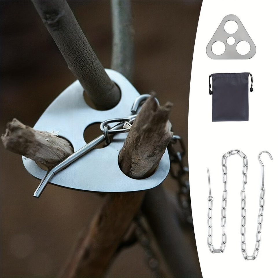 Portable Camping Gear and Equipment Detachable Outdoor Barbecue Tripod Hanging Rack Campfire Cooking Accessories Set