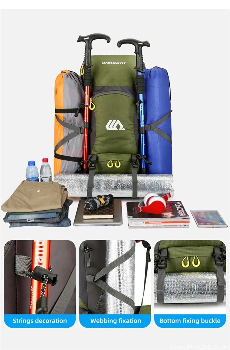 Outdoor hiking backpack of 50L for camping and hiking. Multi-functional large-capacity camping backpack. Comfortable and casual.