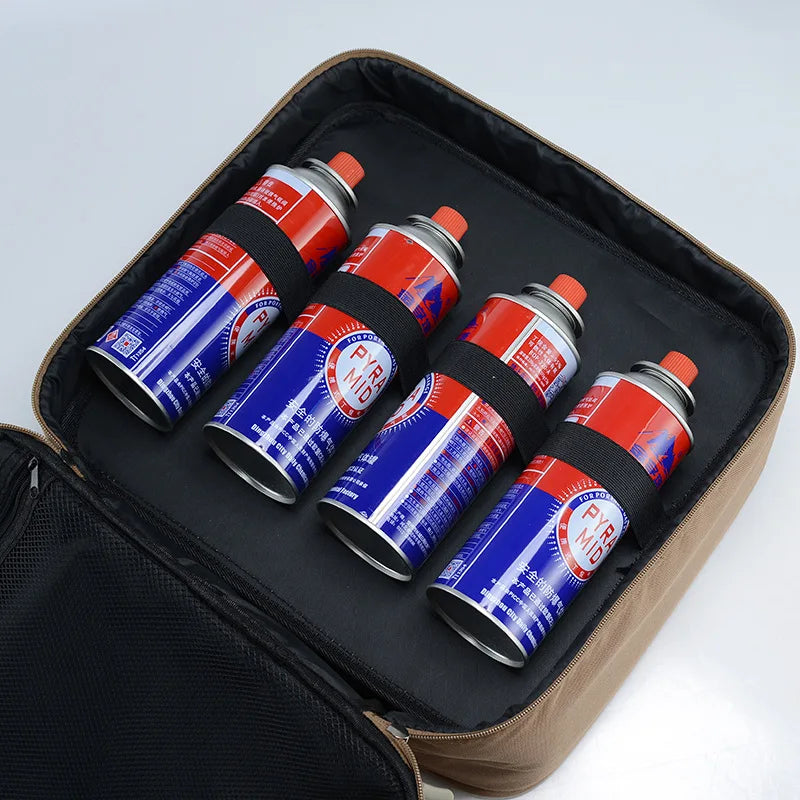Portable Camping Picnic Cassette Stove Handbag with BBQ Cookware Gas Tank Baking Tray Storage Box Outdoor Cooking Organizer
