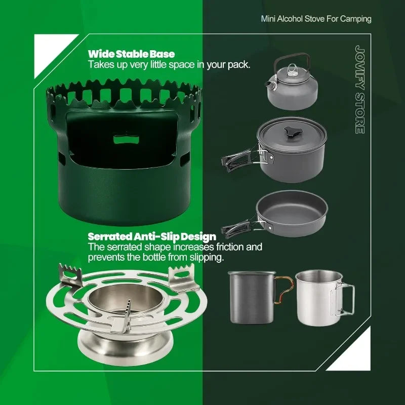 Portable Alcohol Stove Mini Camping Burner Cooker Grill For Backpacking Travel Picnic Emergency Survival Gear Outdoor Cooking