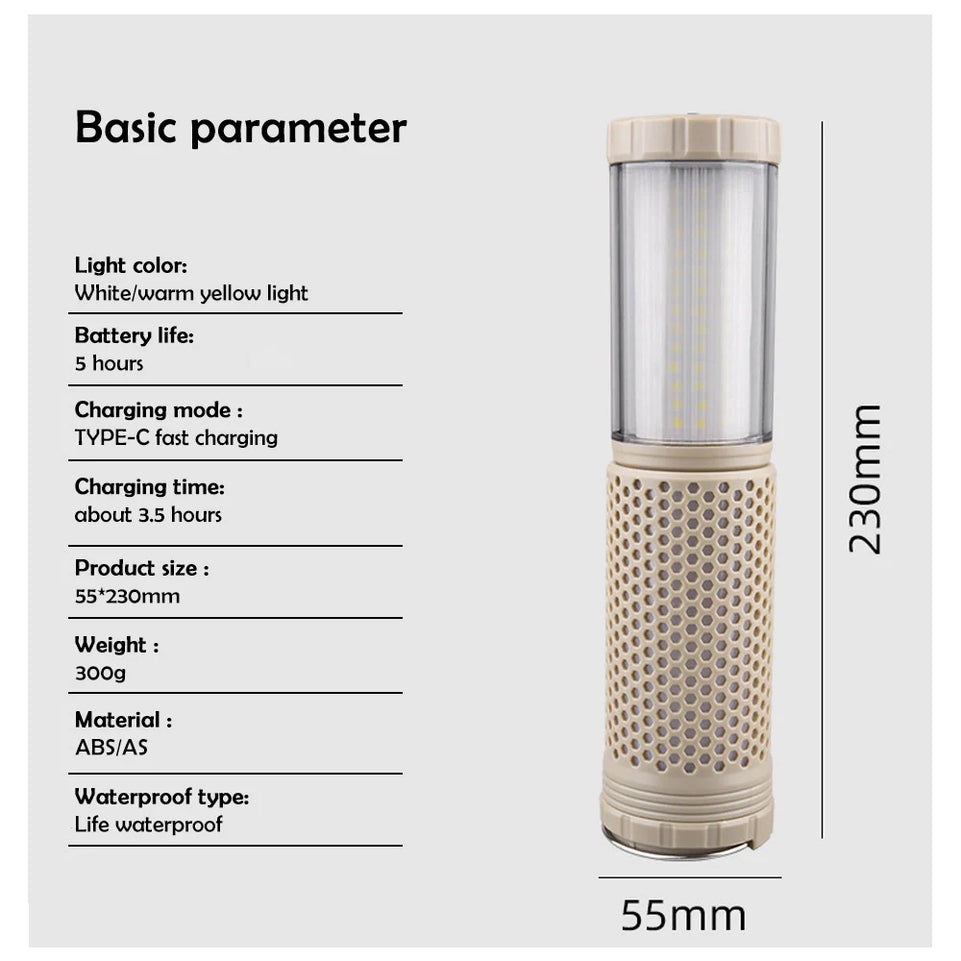 Camping Lights Rechargeable Outdoor Telescopic Collapsible Lanterns Multi-Functional Portable Magnetic Tent Lamps Emergency Hiki