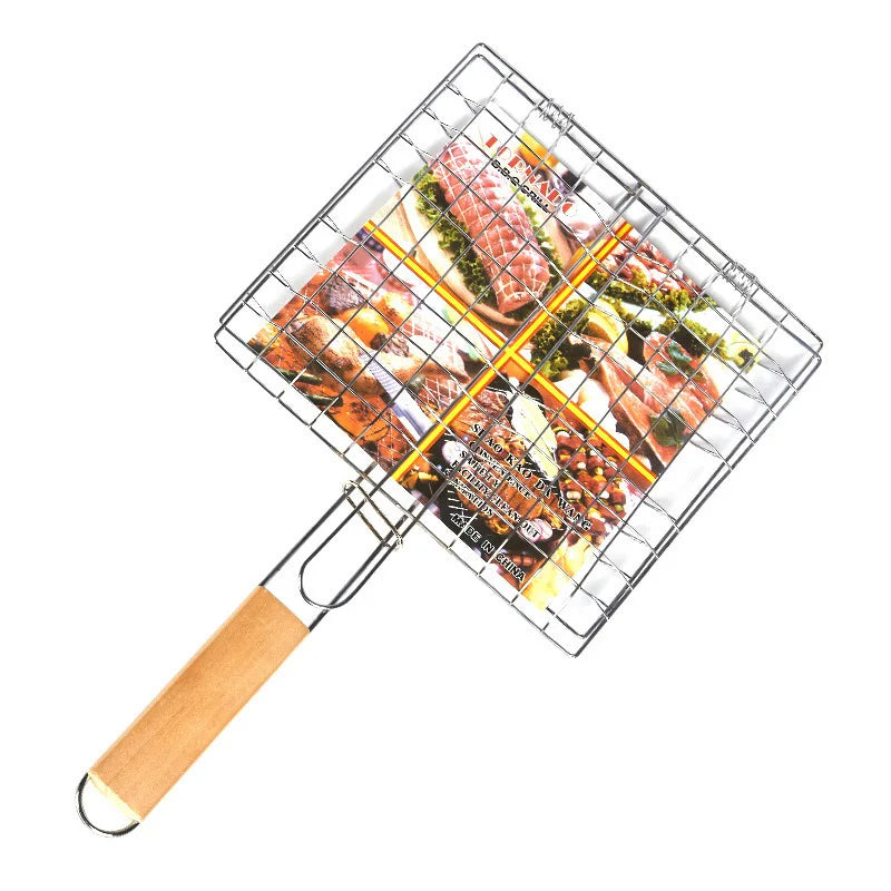 Portable  Metal iron Folding Grill Basket BBQ Grill Basket With Handle for Fish Vegetables Shrimp Cook Accessories Outdoor