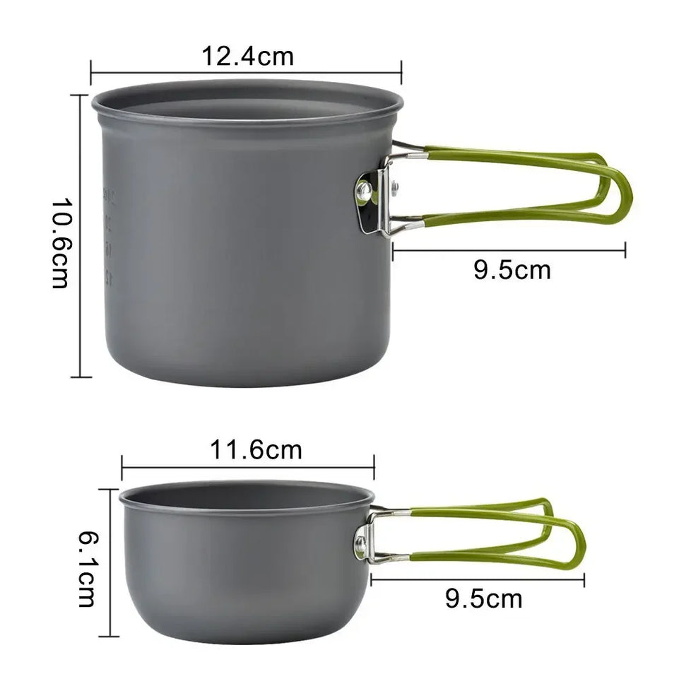2024 Portable Camping Cookware Set Outdoor Pot Mini Gas Stove Sets Nature Hike Picnic Cooking Set With Foldable Spoon Fork Knife