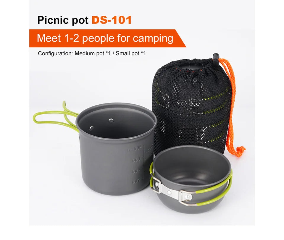 Pacoone Ultralight Camping Cooking Utensils Outdoor Tableware Pot Set Hiking Picnic Travel Tourist Dishes Supplies Equipment