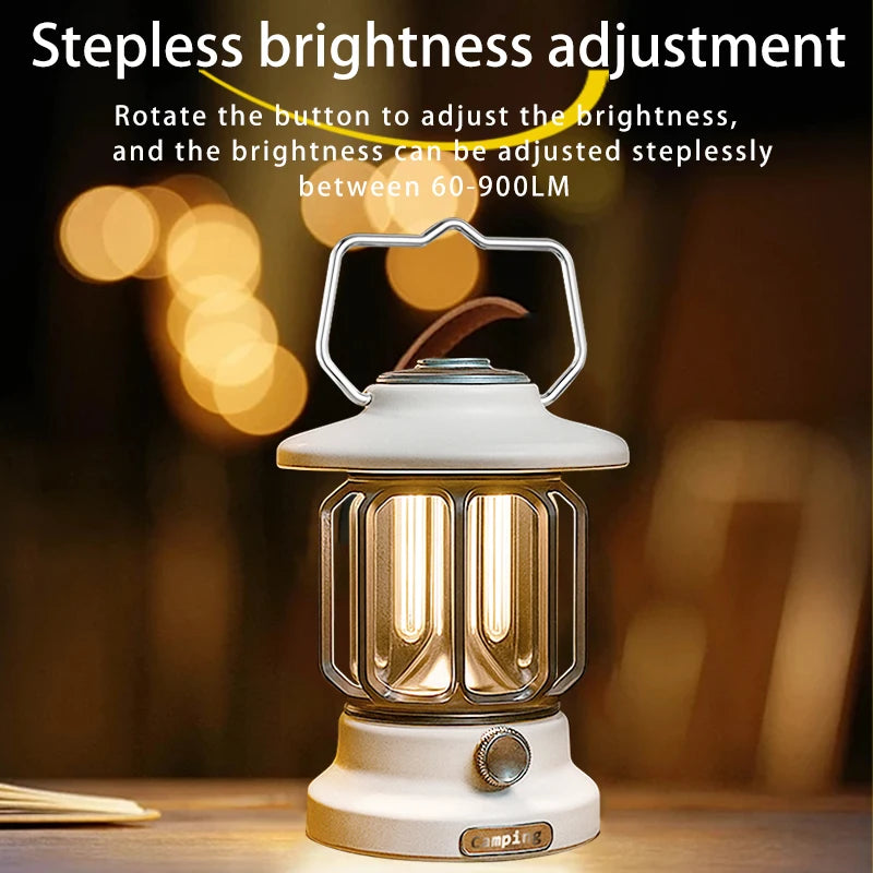 Camping lights  Portable Camping Light  Rechargeable lamp Retro style lamp Dimmable Suitable for picnics, hiking and camping
