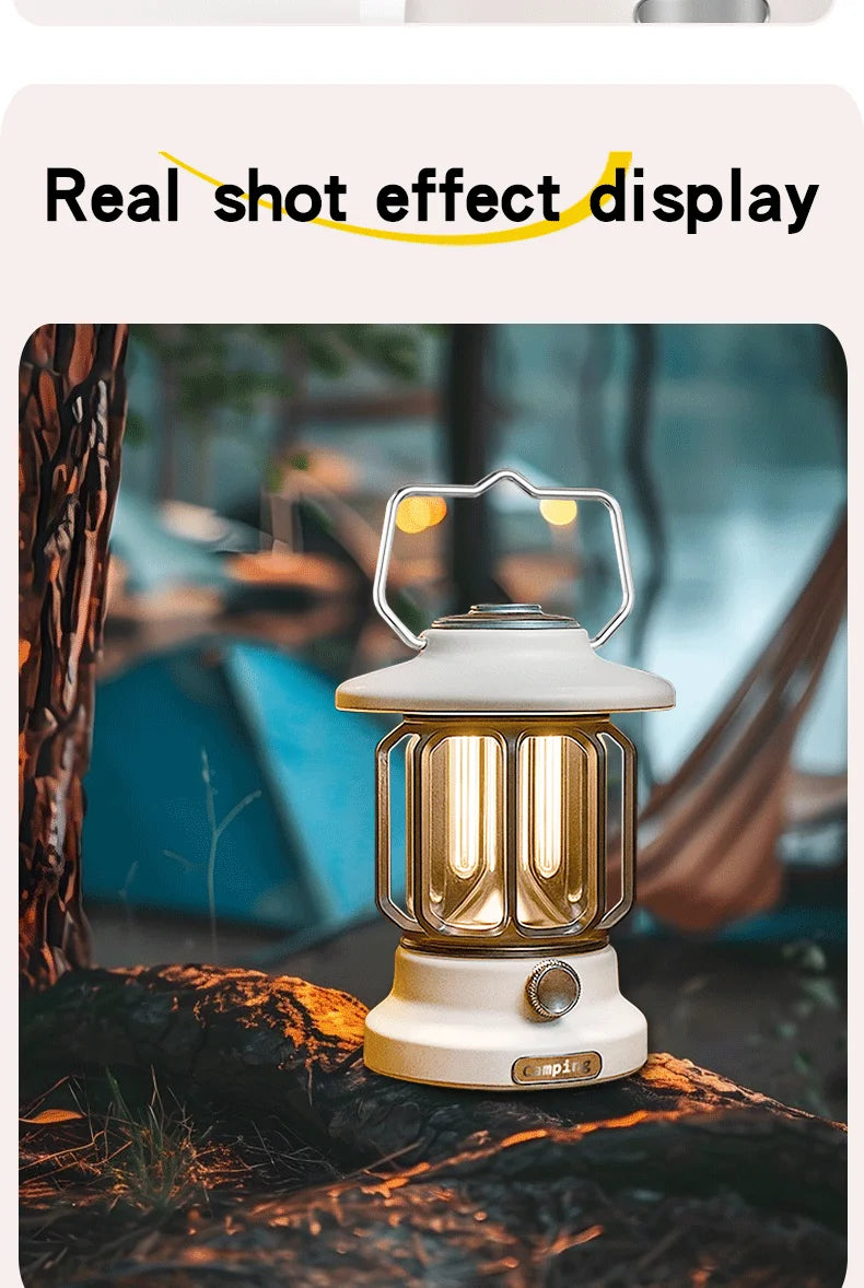 Camping lights  Portable Camping Light  Rechargeable lamp Retro style lamp Dimmable Suitable for picnics, hiking and camping
