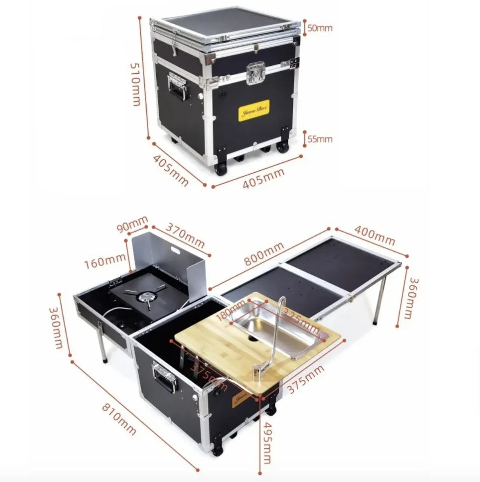 Outdoor Camping Portable Mobile Kitchenette Camping Picnic Kitchen Cooking Folding Storage Box Integrated Stove