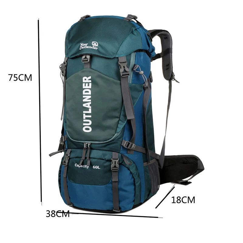 60L Camping Backpack Large Capacity Hiking Travel Outdoor Shoulder Bag Waterproof Trekking Climbing Mountaineering Rucksack