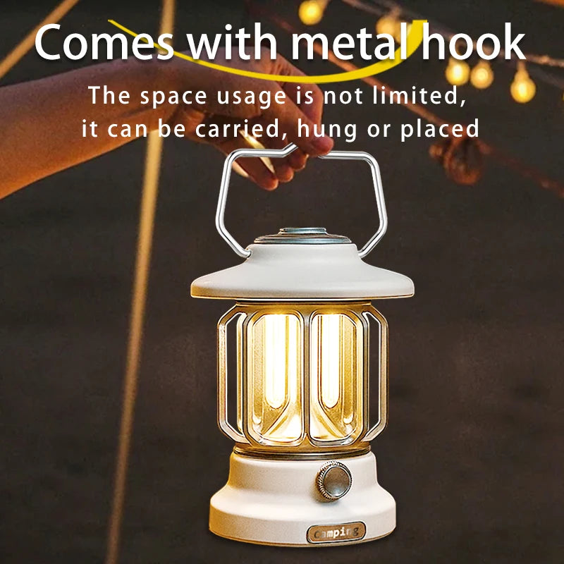 Camping lights  Portable Camping Light  Rechargeable lamp Retro style lamp Dimmable Suitable for picnics, hiking and camping