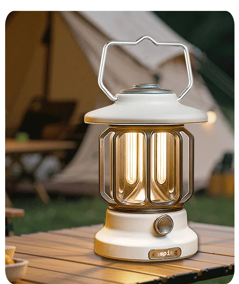 Camping lights  Portable Camping Light  Rechargeable lamp Retro style lamp Dimmable Suitable for picnics, hiking and camping