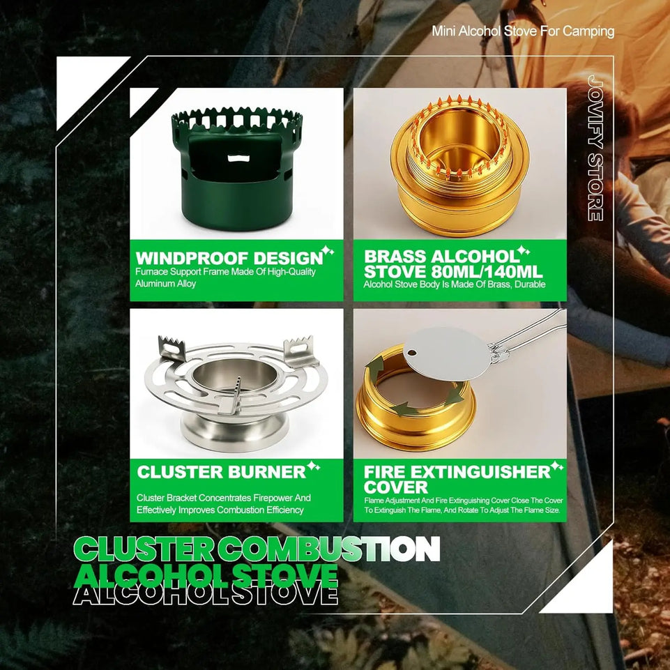Portable Alcohol Stove Mini Camping Burner Cooker Grill For Backpacking Travel Picnic Emergency Survival Gear Outdoor Cooking