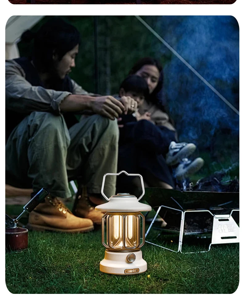 Camping lights  Portable Camping Light  Rechargeable lamp Retro style lamp Dimmable Suitable for picnics, hiking and camping