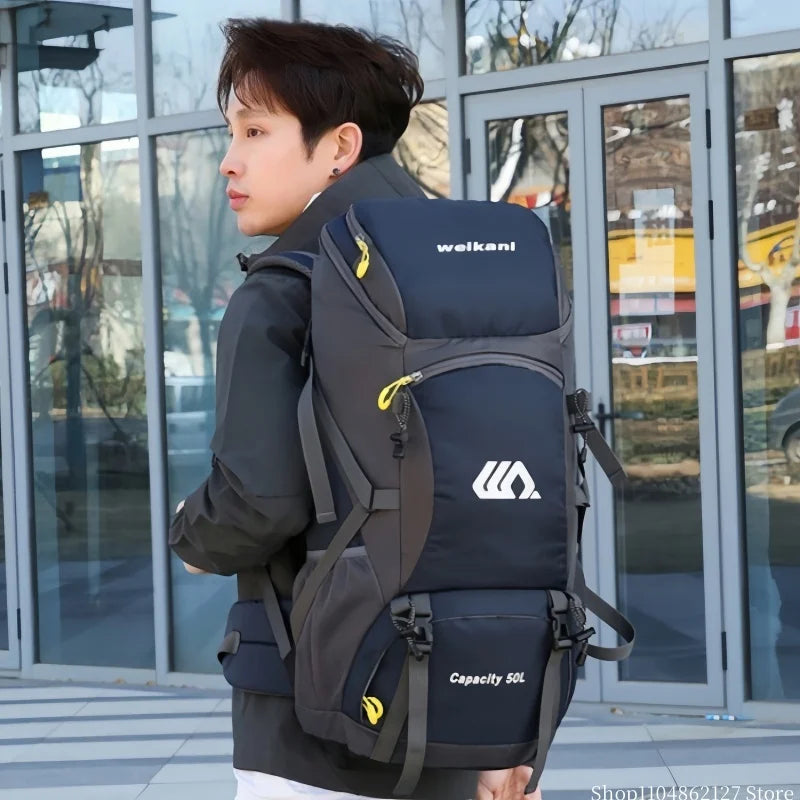 Outdoor hiking backpack of 50L for camping and hiking. Multi-functional large-capacity camping backpack. Comfortable and casual.