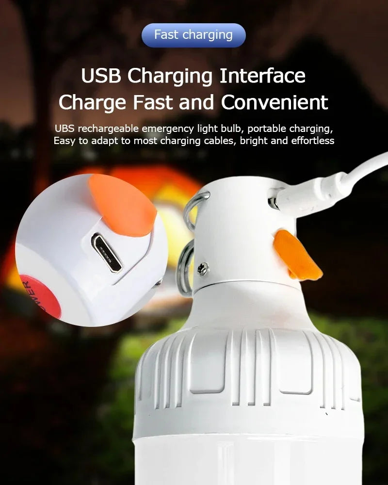 Portable Rechargeable LED Camping Light with Hook Dimmable Tent Lantern Emergency Night Lamp for Hiking Travel Adventure Use