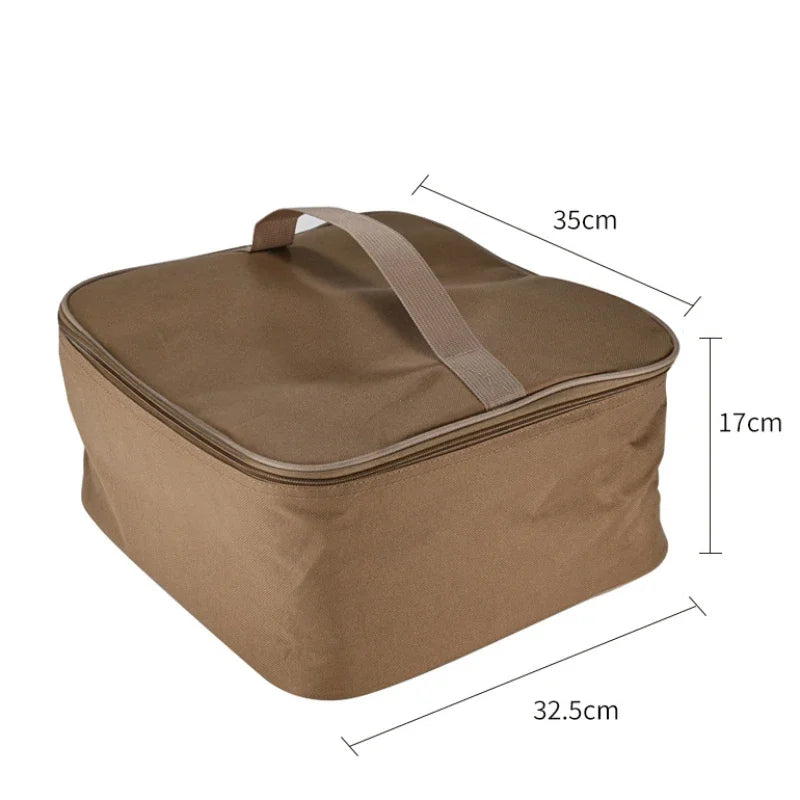 Portable Camping Picnic Cassette Stove Handbag with BBQ Cookware Gas Tank Baking Tray Storage Box Outdoor Cooking Organizer