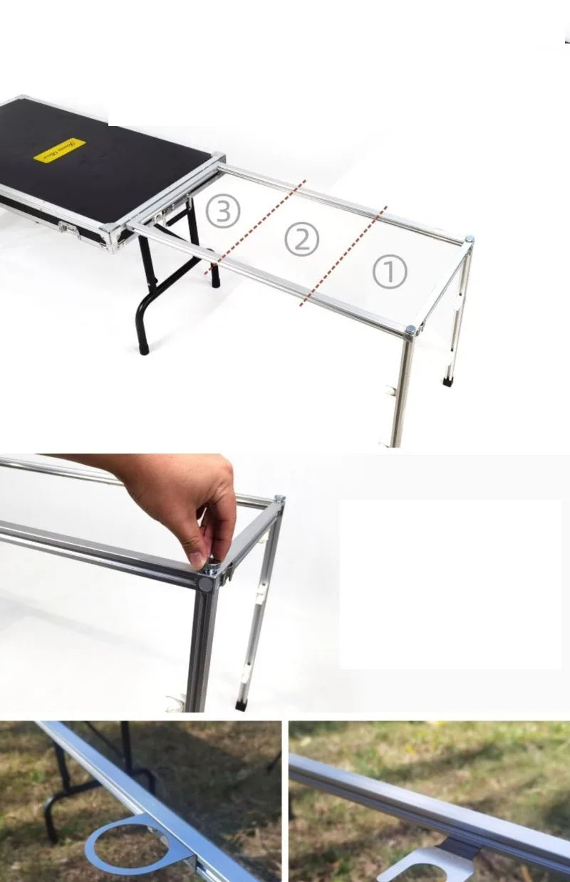 Multi-functional Cooking Mobile Kitchen Folding Dining Table Barbecue Camping Box Outdoors Portable Cooking Supplies Accessories