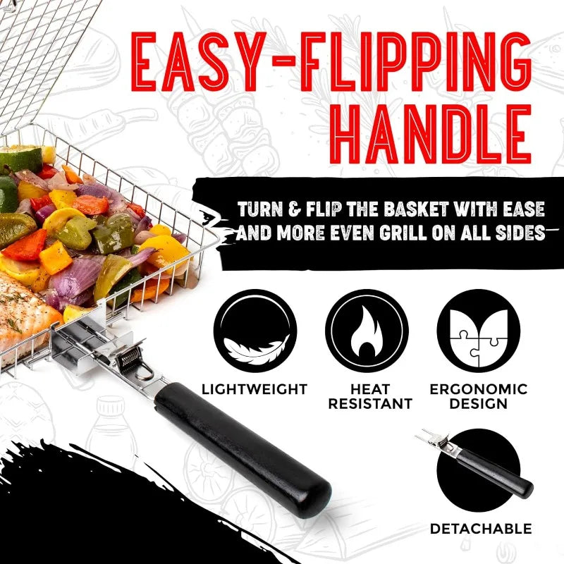Portable  Metal iron Folding Grill Basket BBQ Grill Basket With Handle for Fish Vegetables Shrimp Cook Accessories Outdoor