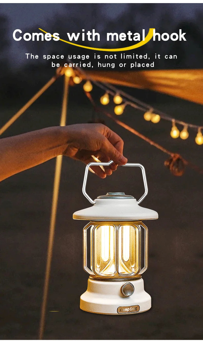 Camping lights  Portable Camping Light  Rechargeable lamp Retro style lamp Dimmable Suitable for picnics, hiking and camping