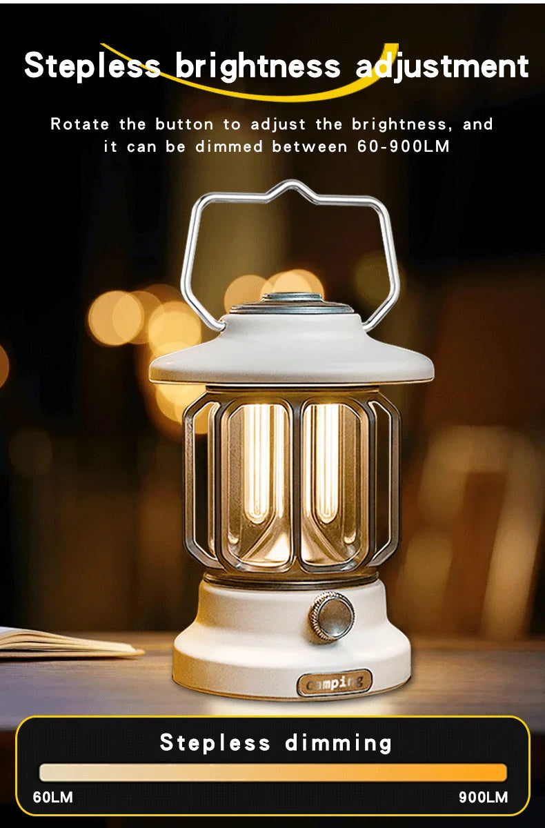 Camping lights  Portable Camping Light  Rechargeable lamp Retro style lamp Dimmable Suitable for picnics, hiking and camping