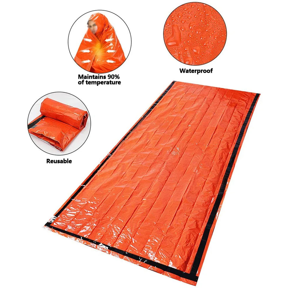 Survival Sleeping Bag Thermal Bivy Sack Portable Thermal Sleeping Bag Survival Gear for Camping Hiking Outdoor Adventure