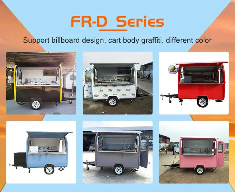 Portable Food Truck Mobile Trailer With Cooking Station Full Kitchen Equipment For Outdoor Events BBQ Business Use