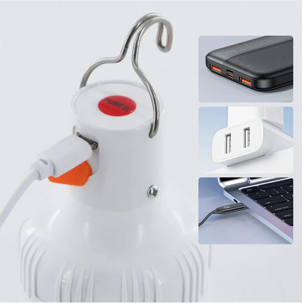 Portable Rechargeable LED Camping Light with Hook Dimmable Tent Lantern Emergency Night Lamp for Hiking Travel Adventure Use