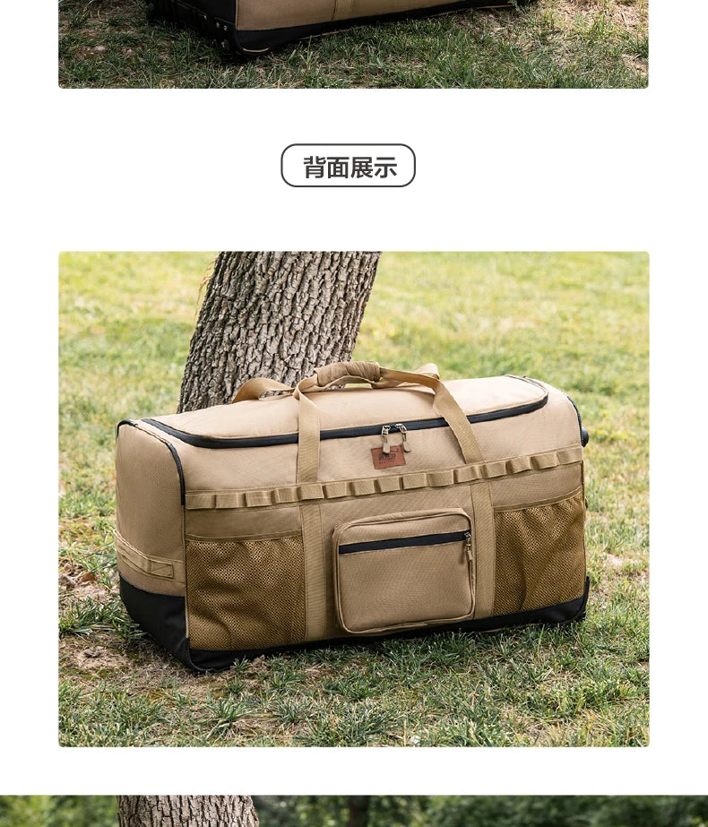 large-capacity mountain bag backpack thick storage with wheels for camping trolley and traveling easy folding labor savings