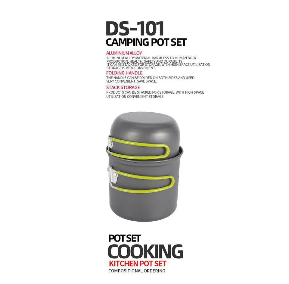 Pacoone Ultralight Camping Cooking Utensils Outdoor Tableware Pot Set Hiking Picnic Travel Tourist Dishes Supplies Equipment