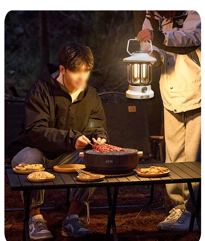 Camping lights  Portable Camping Light  Rechargeable lamp Retro style lamp Dimmable Suitable for picnics, hiking and camping
