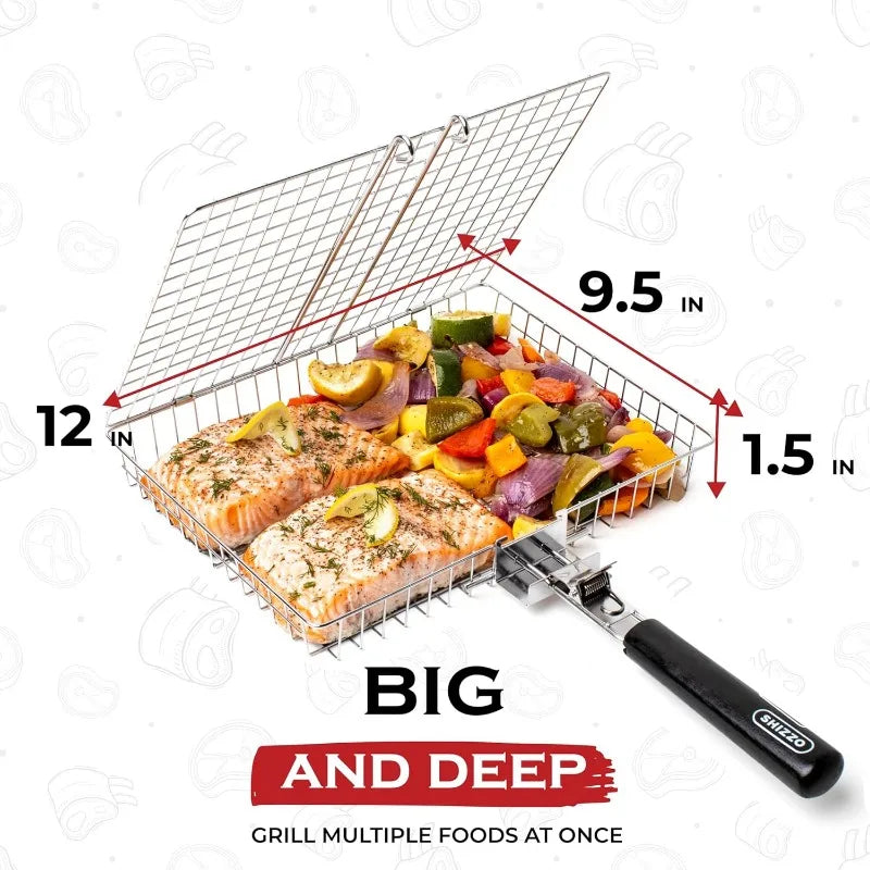 Portable  Metal iron Folding Grill Basket BBQ Grill Basket With Handle for Fish Vegetables Shrimp Cook Accessories Outdoor