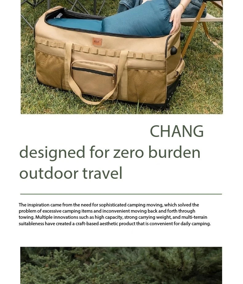 large-capacity mountain bag backpack thick storage with wheels for camping trolley and traveling easy folding labor savings