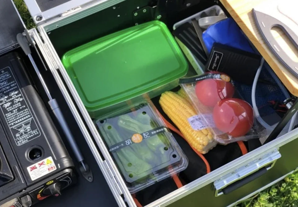 Outdoor Camping Portable Mobile Kitchenette Camping Picnic Kitchen Cooking Folding Storage Box Integrated Stove