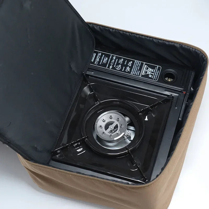 Portable Camping Picnic Cassette Stove Handbag with BBQ Cookware Gas Tank Baking Tray Storage Box Outdoor Cooking Organizer