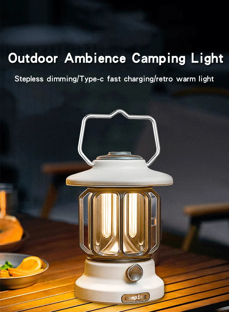 Camping lights  Portable Camping Light  Rechargeable lamp Retro style lamp Dimmable Suitable for picnics, hiking and camping