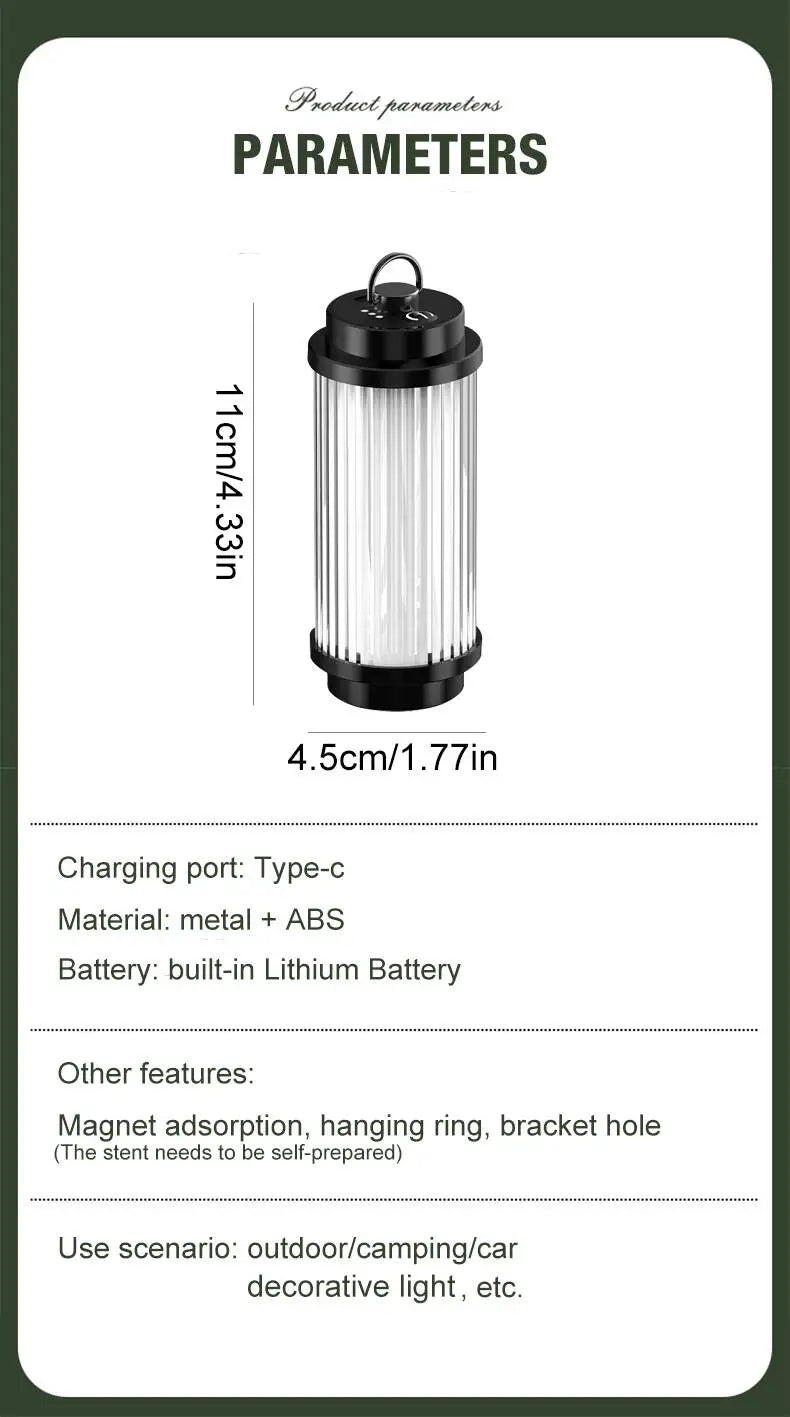 Outdoor camping tools camping lights 5 kinds of lights adjustable ceiling can be connected with the bracket TYPE-C charging.