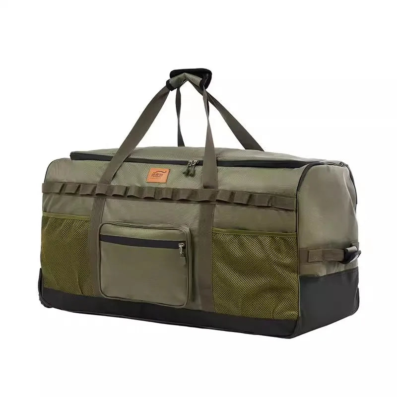 large-capacity mountain bag backpack thick storage with wheels for camping trolley and traveling easy folding labor savings