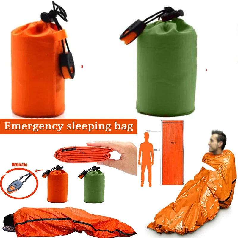 Portable Waterproof Emergency Survival Sleeping Bag Outdoor Pe Aluminum Film Camping Gear Thermal Sack Outdoor Bedding Equipment
