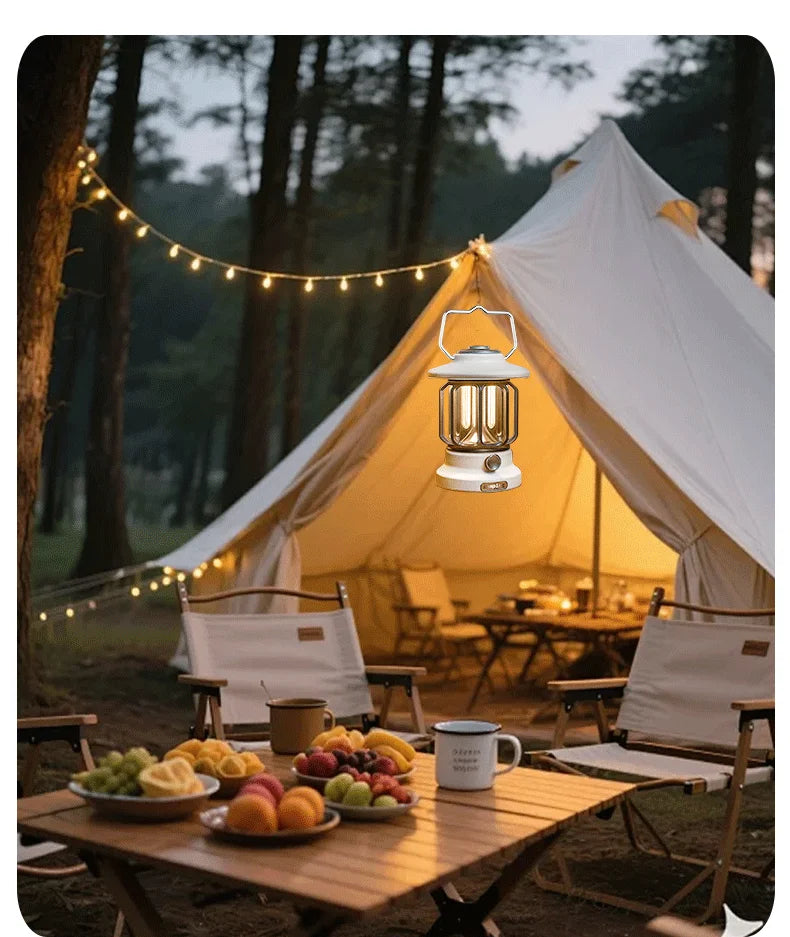 Camping lights  Portable Camping Light  Rechargeable lamp Retro style lamp Dimmable Suitable for picnics, hiking and camping